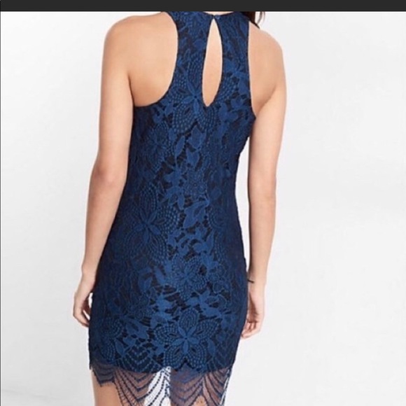 Express EUC Black and blue lace dress - Picture 3 of 4